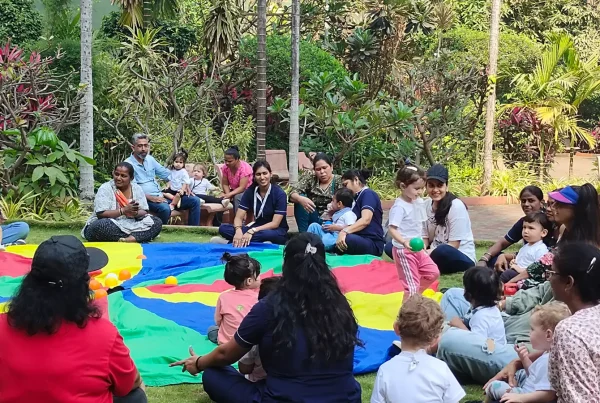 Children exploring Bajaj Park outdoors