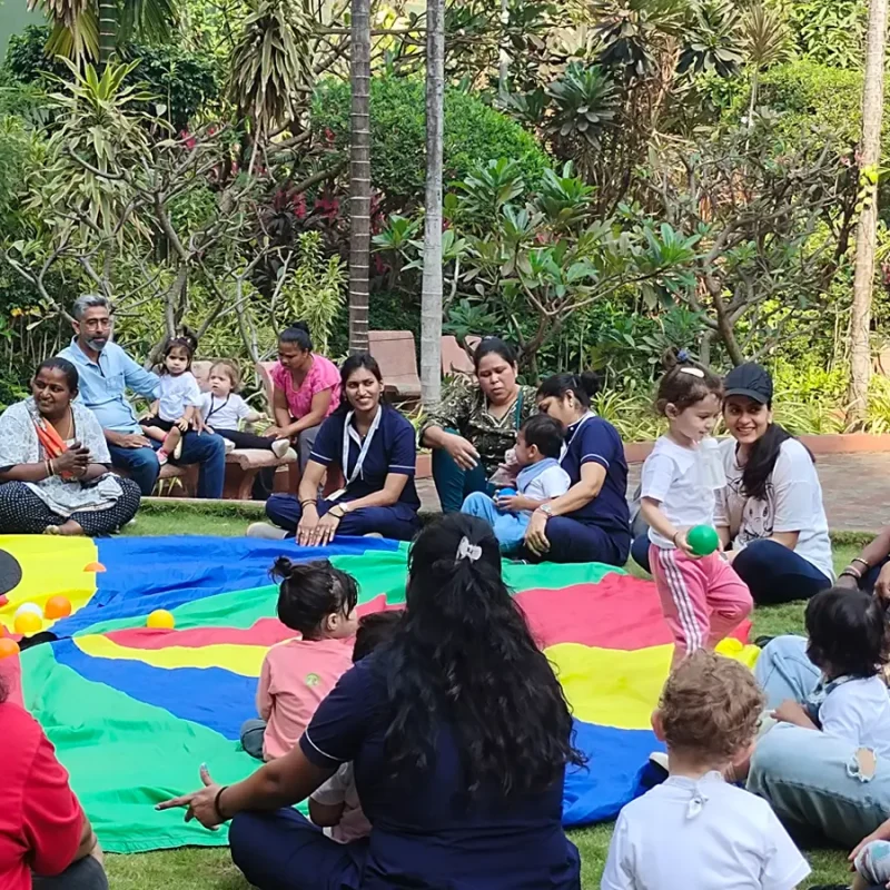 Children exploring Bajaj Park outdoors