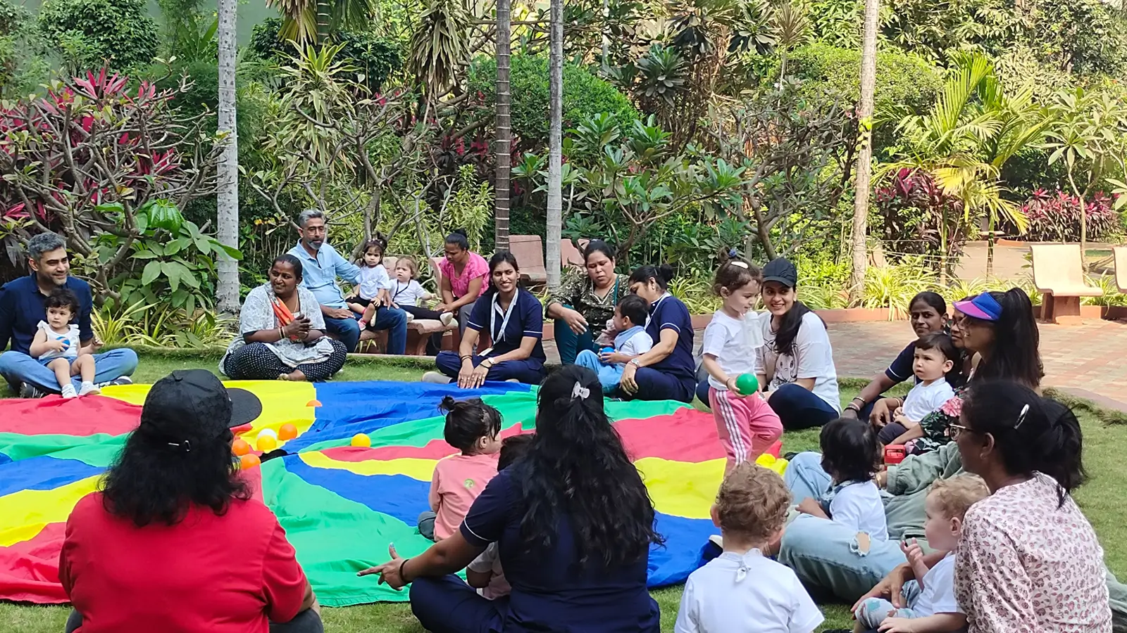 Children exploring Bajaj Park outdoors
