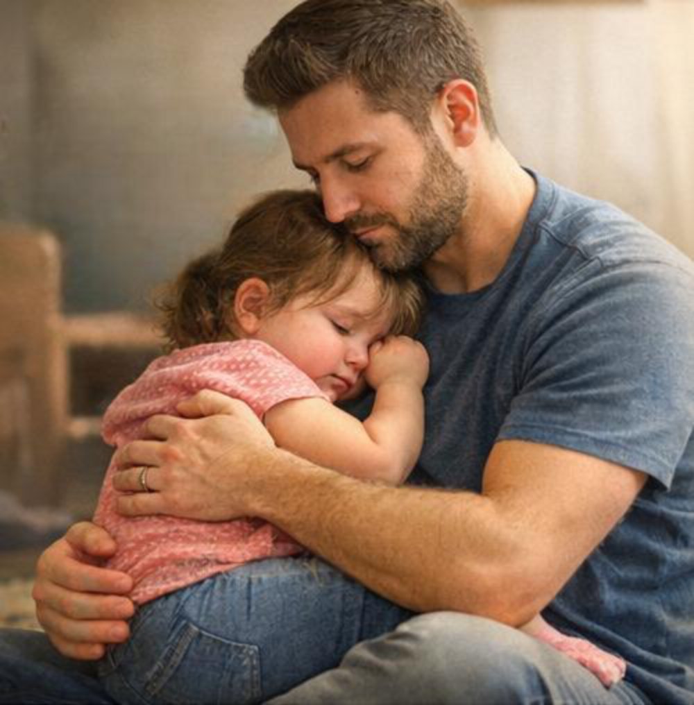 Father hugging toddler