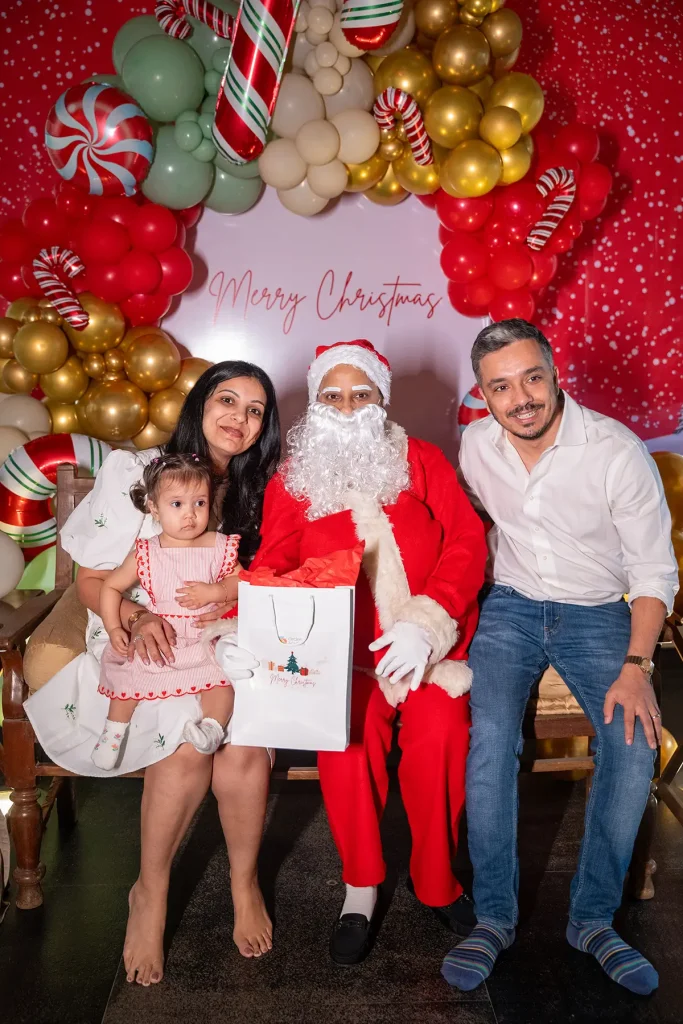 Parents and children celebrating Christmas